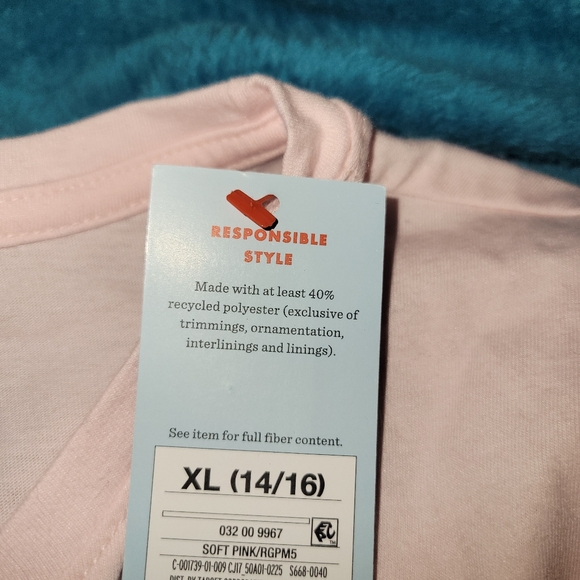 T-Shirt Girls XL 14/16 Christmas Valentines Day Pink with Candy Cane Heart NWT - Picture 3 of 3